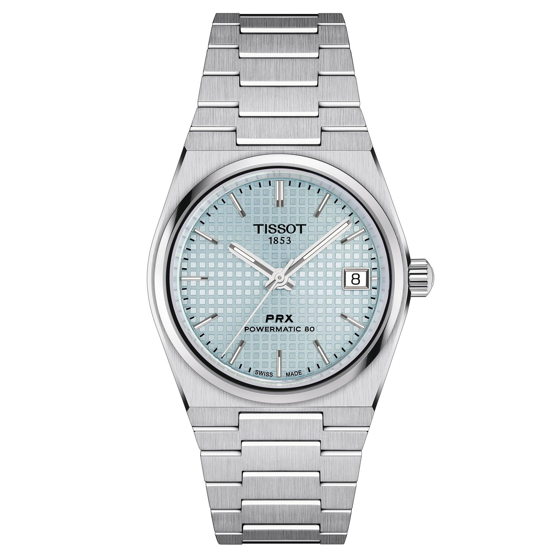 Tissot T- Classic PRX Powermatic 80 Blue Dial Stainless Steel Bracelet Watch, 35mm