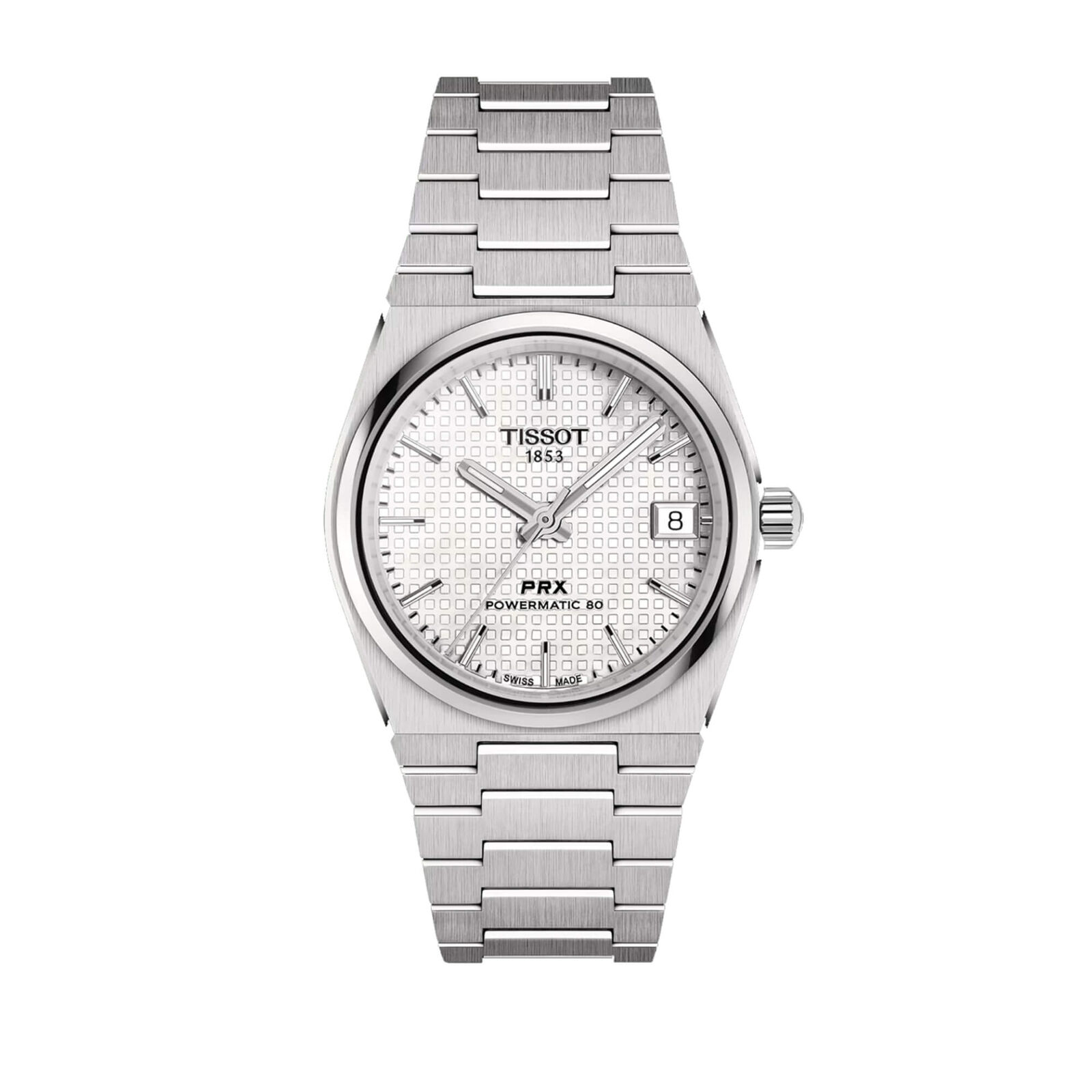 Tissot PRX Powermatic 80 Watch White and Mother of Pearl Dial Steel Bracelet 35mm