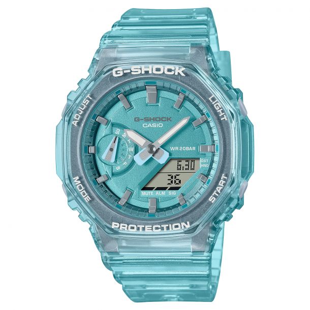 Casio G-Shock Analog-Digital Metallic Skeleton Translucent Blue Resin Watch  (GMA-S2100SK-2A)