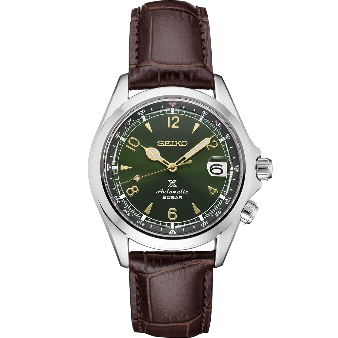 Seiko Prospex Alpinist Stainless Steel Automatic Watch
Brown Calfskin Strap
Clasp: Three-Fold Clasp With Push Button Release
Dial Color: Green
Sapphire Crystal With Anti-Reflective Coating On Inner Surface
Bezel: Smooth
MM: 39.5
Other Specification