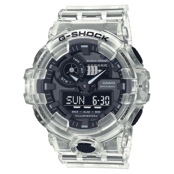 Casio G-Shock Analog-Digital GA700 Transparent Resin Watch( GA700SKE-7A)