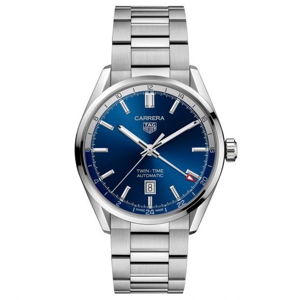 Tage Heuer  Carrera Calibre 7 GMT Twin Time Automatic Blue Dial Stainless Steel Watch