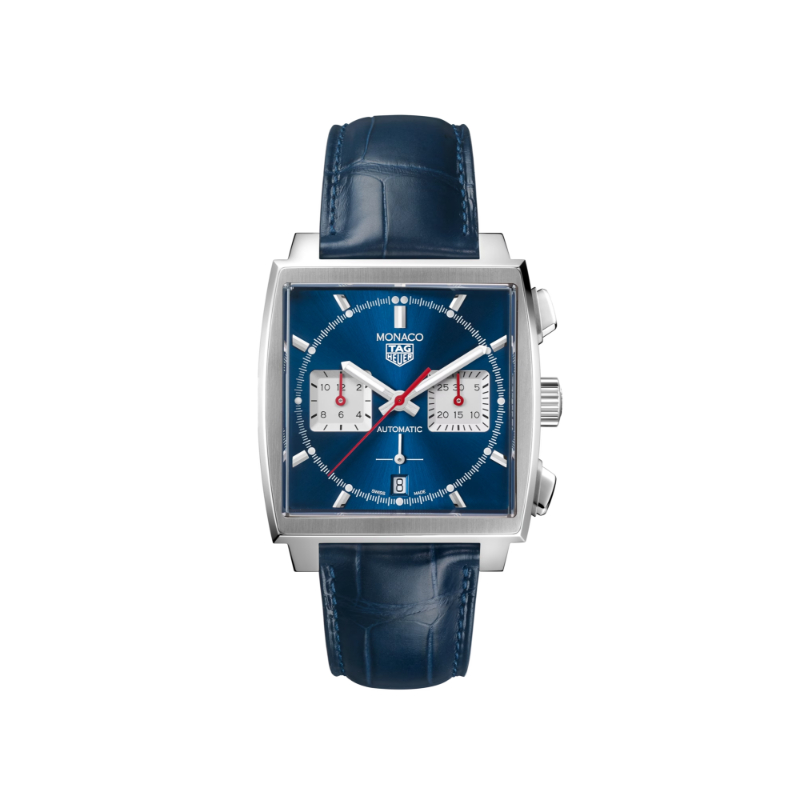 Tag Heuer Stainless Steel Automatic Chronograph Monoco Calibre 2 Blue Dial With Alligator Strap