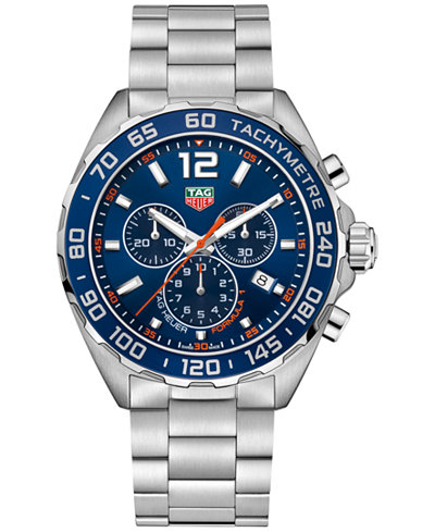 Tag Heuer Stainless Steel Quartz Chronograph Formula 1 Blue Dial Watch