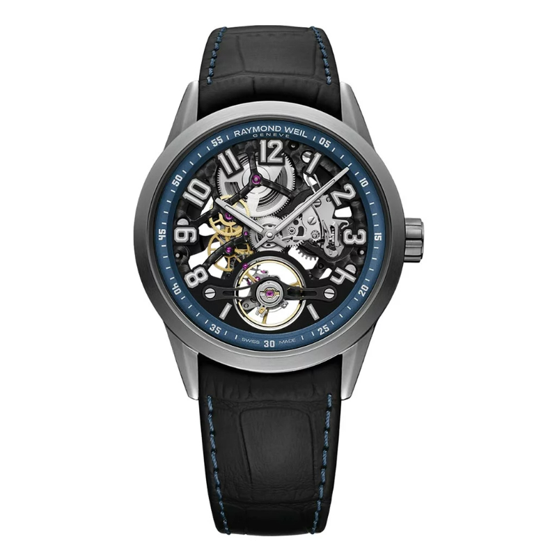 Raymond Weil Limited Edition Blue Skeleton Dial Freelancer USA Limited Edition Automatic Watch 42.5 mm 
Blue Leather Strap
106/200