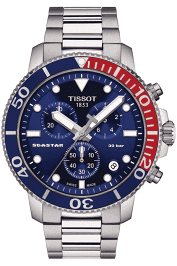 Tissot Stainless Steel Red And Blue Seastar Automatic Chronograph Watch