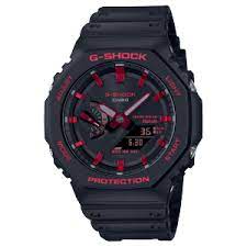 G-Shock Black Rubber Solar + Blluetooth Watch With Red Markers