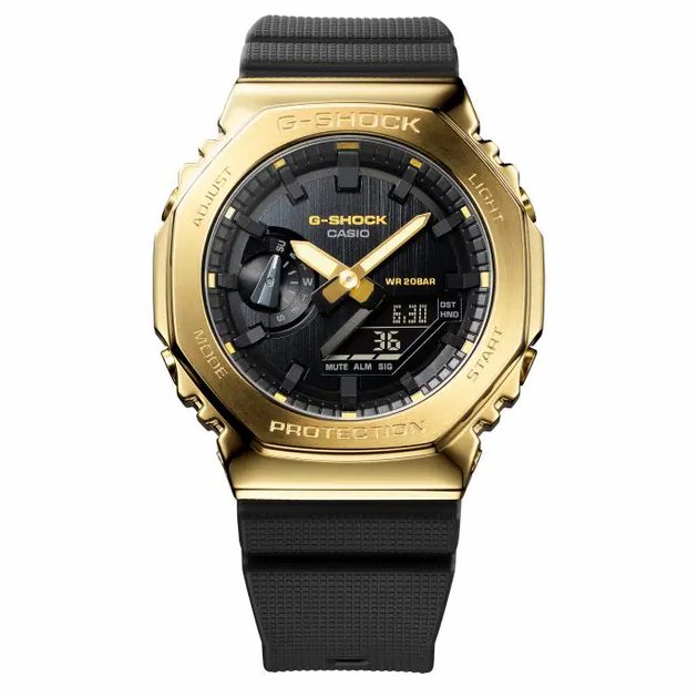 G-SHOCK ION PLATED GOLD CASE MULTI-FUNCTION WATCH WITH BLACK RESIN BAND