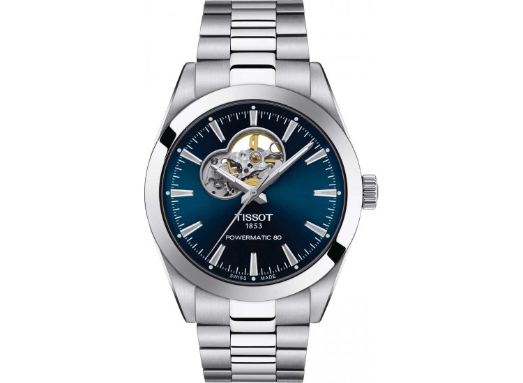TISSOT GENTLEMAN POWERMATIC 80 OPEN HEART(T1274071104101)
Case Size 40mm
Case Material 316L stainless steel case
Case options see-through caseback
Crystal Domed scratch-resistant sapphire crystal with antireflective coating
Movement Swiss automatic P