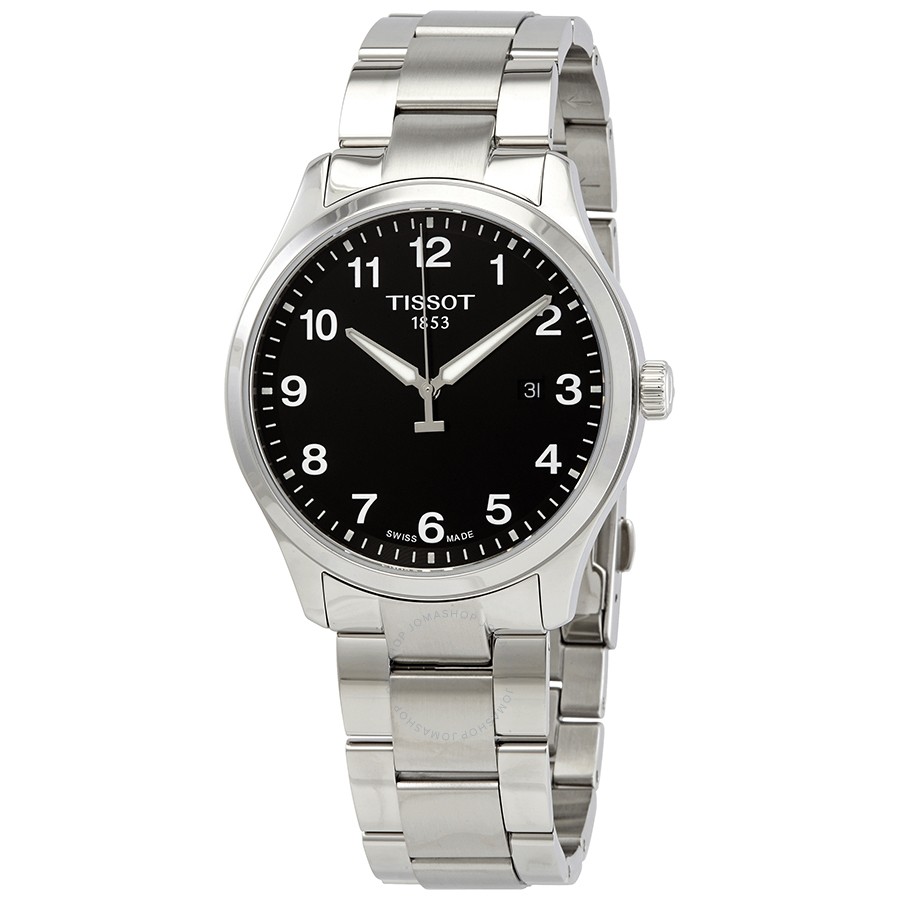 TISSOT GENT XL CLASSIC QUARTZ (T116.410.11.057.00)
Case  42mm/316L stainless steel case
Crystal  Scratch-resistant sapphire crystal
Movement  Swiss quartz/ETA F06.115
Dial  Black with arabic and indexes
Strap details  Stainless steel ⁬with folding cl