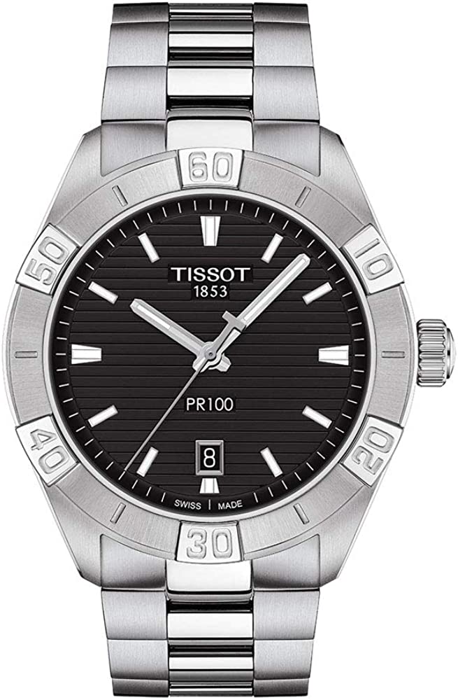 TISSOT: Stainless Steel Quartz Watch
Name: PR 100 SPORTS
Clasp: Deployment
Finish: Satin and Polish
Dial Color: BLACK
MM: 42