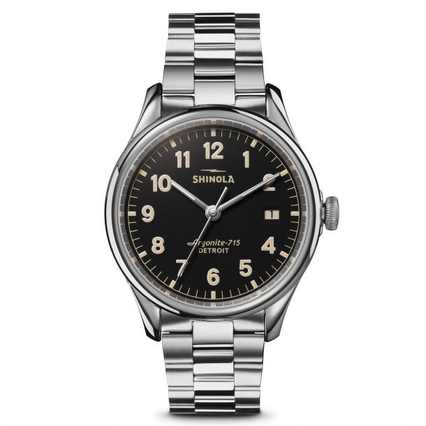 Shinola Stainless Steel Vinton Quartz Black Dial 38 mm Watch