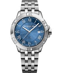 Raymond Weil Stainless Steel 41Mm Tango Swiss Quartz Watch
With Blue Roman Dial