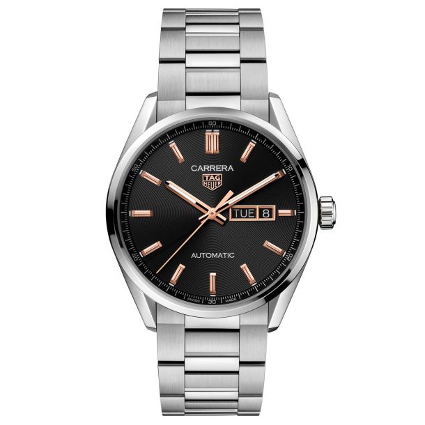 Tag Heuer Carrera Calibre 5 Automatic Day-Date Black Dial Stainless Steel Watch