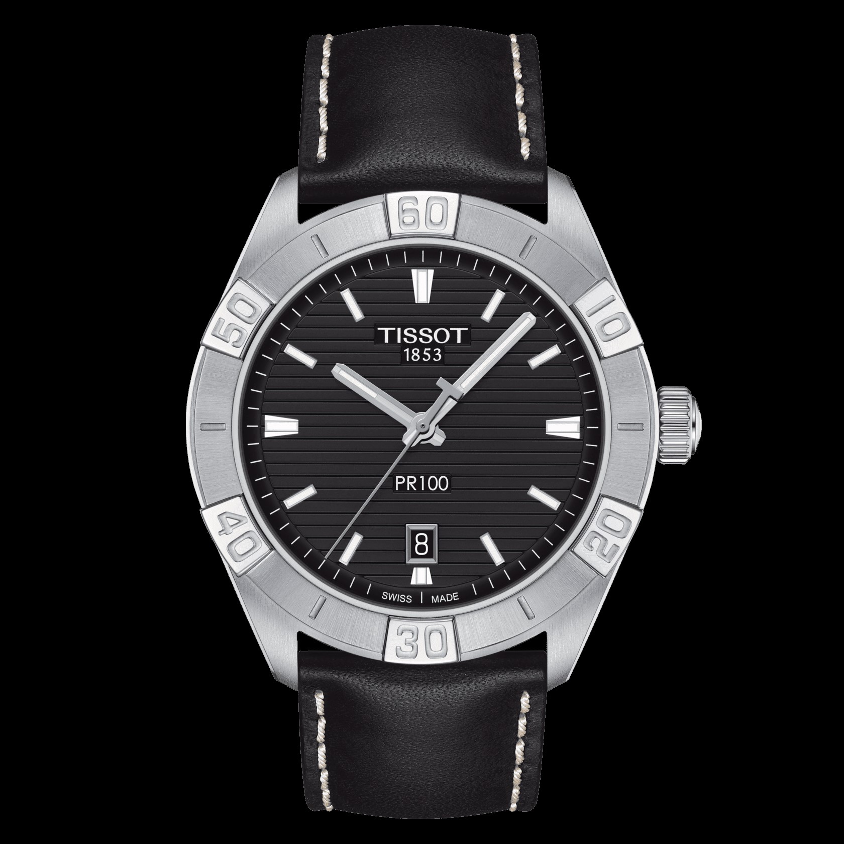 Tissot Stainless Steel Quartz Watch Pr 100 Sports Black Dial  42 mm
