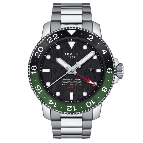 Tissot T-Sport Seastar 1000 Powermatic 80 GMT Stainless Steel Bracelet Watch