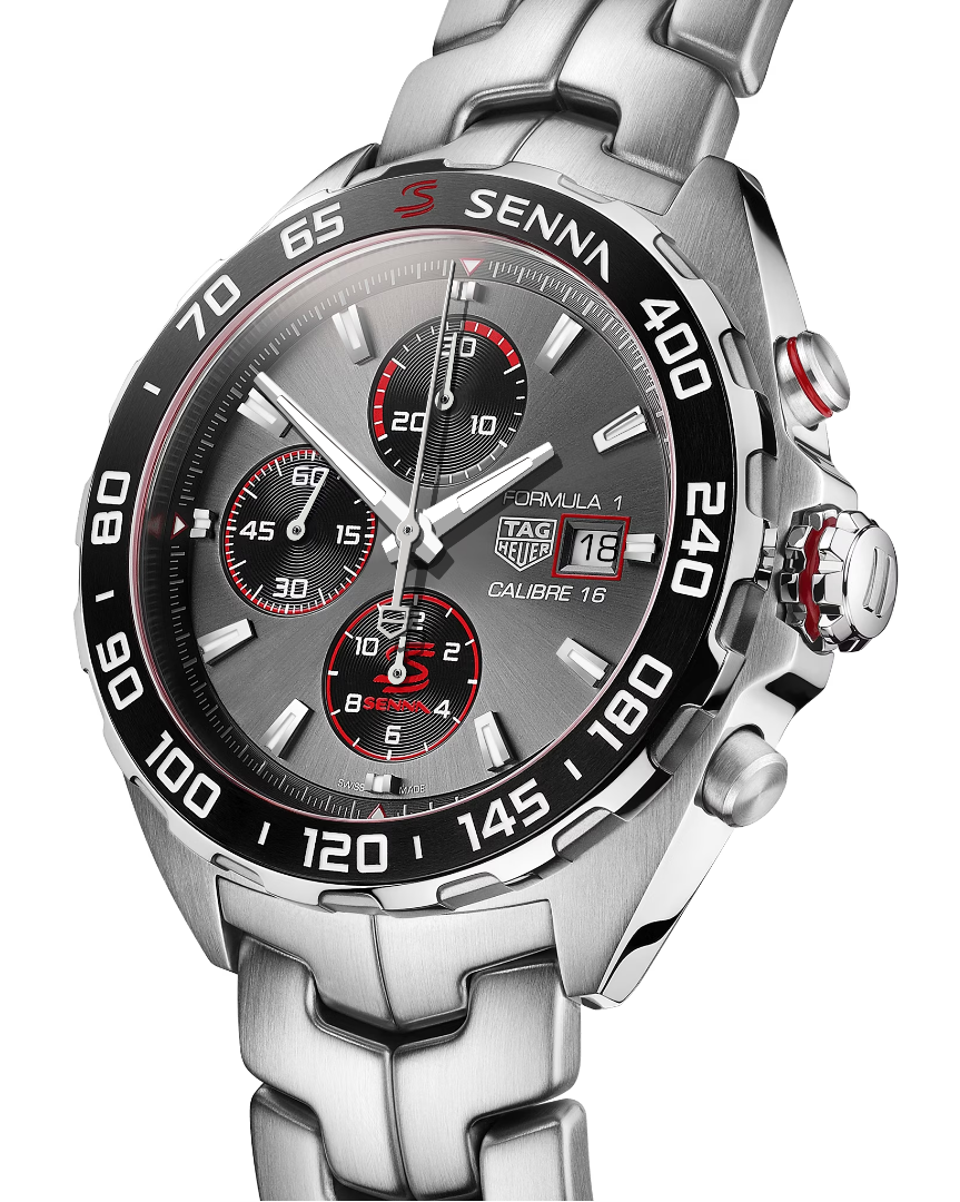 Tag Heuer Stainless Steel Formula 1 Senna Automatic Chronograph 44 Mm Grey Dial