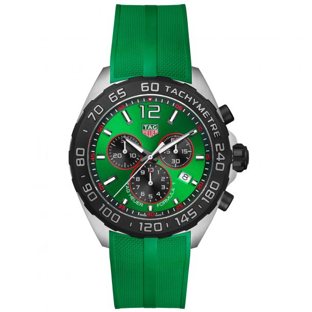 TAG Heuer FORMULA 1 Green Rubber Strap Watch  43mm