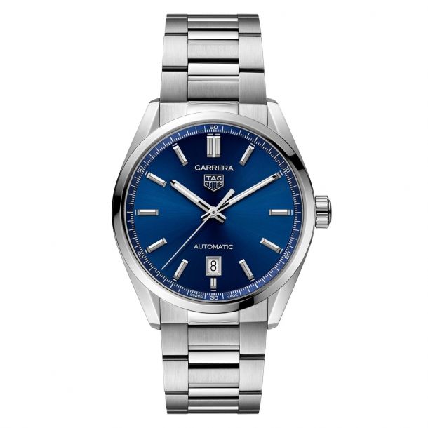 Tag Heuer Stainless Steel Automatic Carrera Calibre 5 Blue Dial Watch