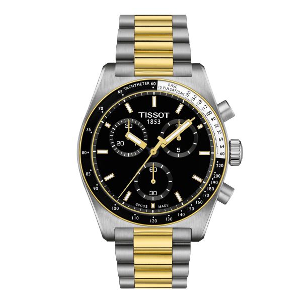 Tissot 40mm PR516 Chronograph Black Dial and Two-Tone Bracelet Watch (T1494172205100)