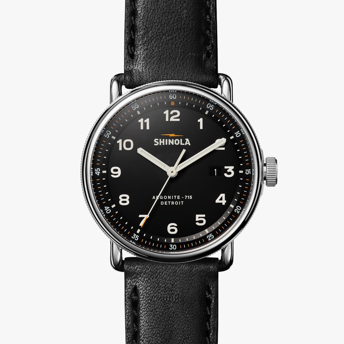 SHINOLA THE CANFIELD MODEL C56 43MM (0120266180)Quartz, Stainless Steel, Black Leather Strap