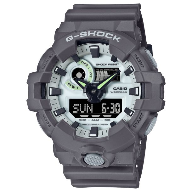 Casio G-Shock Analog-Digital Hidden Glow Gray Resin Strap Watch 57.5mm (GA700HD-8A)