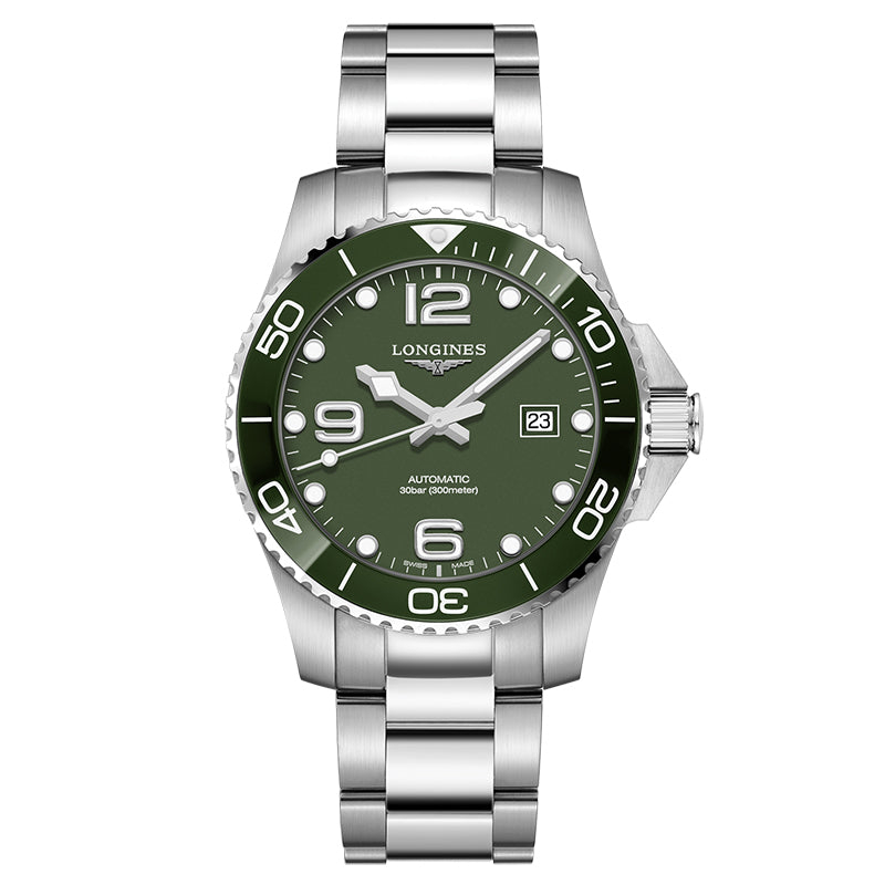 Longines: 43mm Hydroconquest Stainless Steel Automatic Watch
Stainless Steel Bracelet With Double Safety Folding Clasp And Integrated Diving Extension
Scratch-Resistant Sapphire Crystal, With Several Layers Of Anti-Reflective Coating On Both Sides
Gree