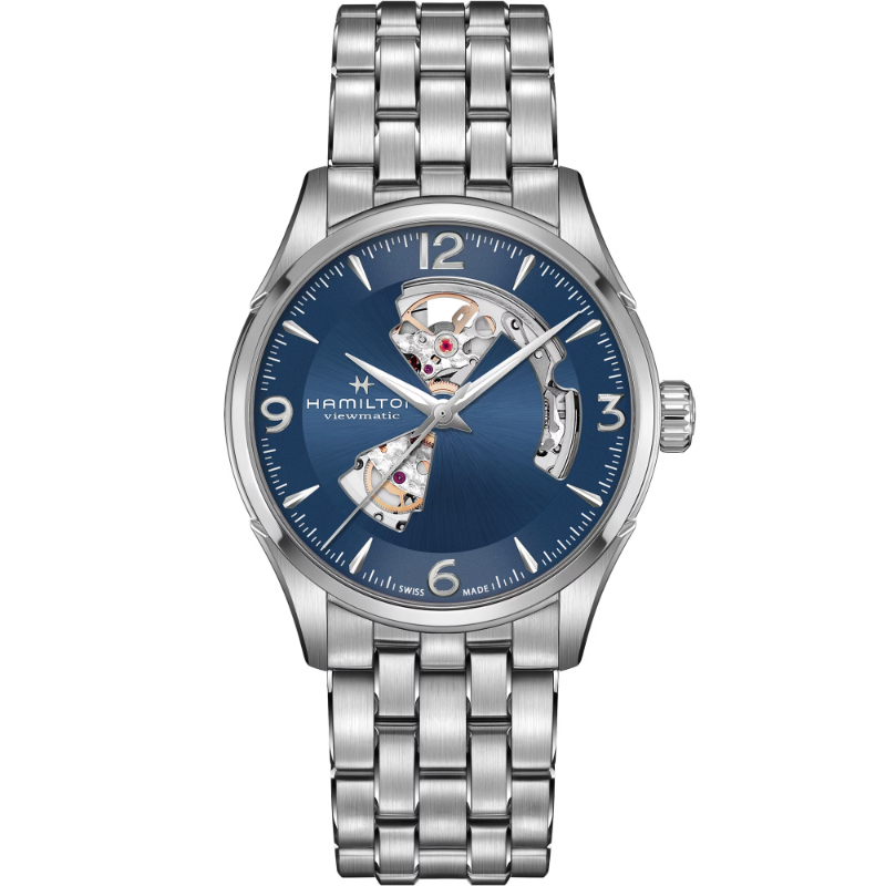 Hamilton Stainless Steel  Jazzmaster Open Heart Automatic .watch
Dial Color: Blue
Serial #: 0bbLKHY29
MM: 42
