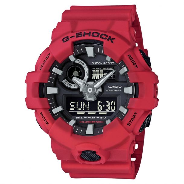 Casio G-Shock Analog-Digital Red Resin Strap Watch (GA700-4A)