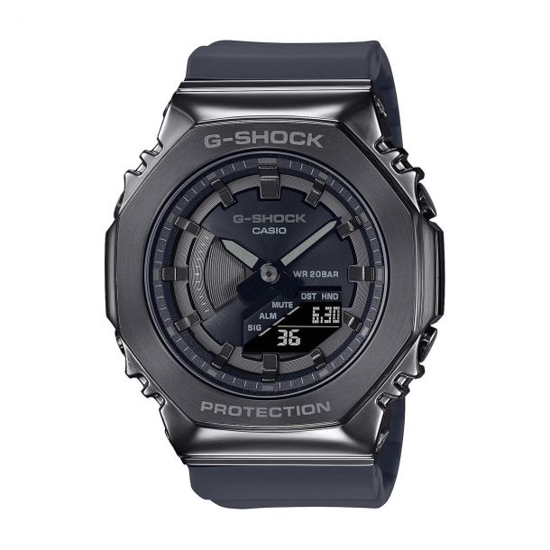 Casio G-Shock Metal Covered Octagonal Black Resin Band Watch (GMS2100B-8A)