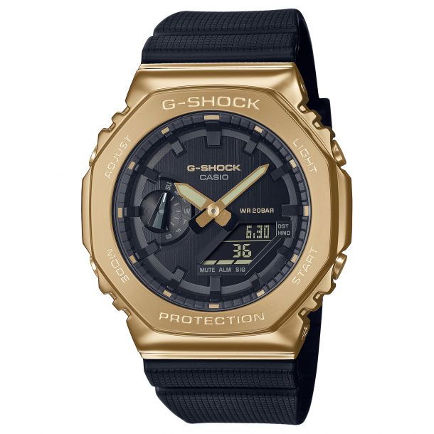 Casio G-Shock Stay Gold Series Analog-Digital Metallic Gold and Black Resin Strap Watch(GM2100G-1A9)