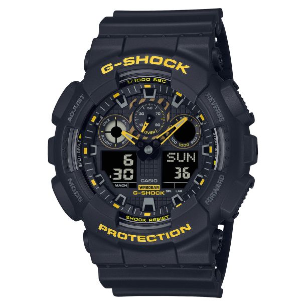 Casio G-Shock Caution Yellow Series Analog-Digital Black Resin Strap Watch (GA100CY-1A)