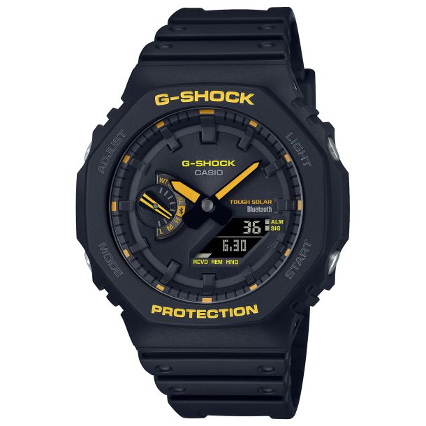 Casio G-Shock Caution Yellow Series Analog-Digital Connected Solar Black Resin Strap Watch (GAB2100CY-1A)
