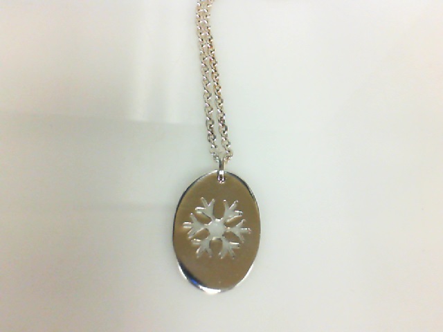Sterling Silver Snowflake Pendant Cable Link Chain 24