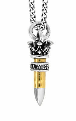 King Baby: Sterling Silver  22 Caliber Bullet With Silver Ring Chain Length: 24