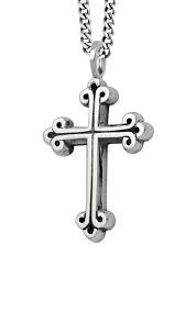 King Baby: Sterling Silver Medium Traditional  Cross Pendant Chain Length: 24