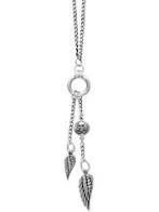 King Baby: Sterling Silver Wing Necklace With Silver Ring & Wind Drops Length: 24