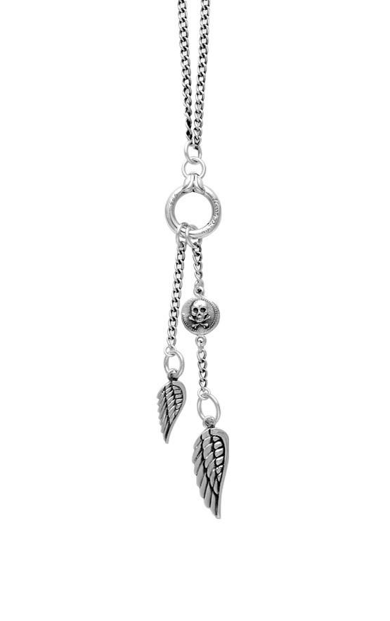 King Baby: Sterling Silver  Wing Necklace With Silver Ring & Wing Drops Chain Length: 24
