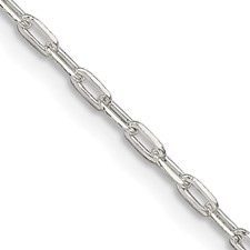Sterling Silver 1.75mm Elongated Open Link Chain 18Inch