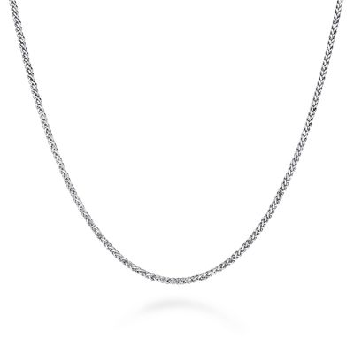 Gabriel & Co 22 Inch 925 Sterling Silver Mens Wheat Chain Necklace