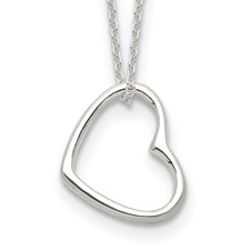 Sterling silver open heart pendant with 16 inch cable chain