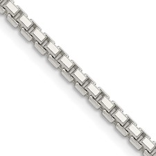 Sterling Silver Diamond Cut Box Chain 22 Inch 2.5 Mm
