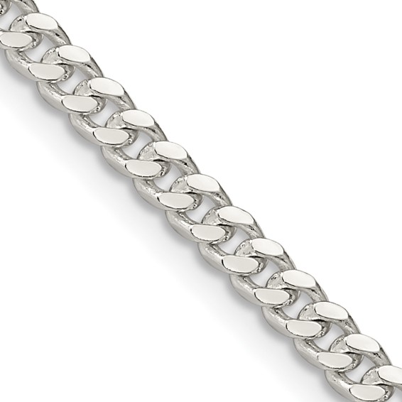 Sterling Silver 3.25 Mm Domed Curb Chain 22 Inch