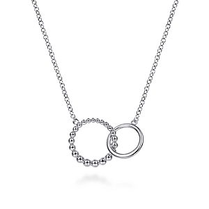 Gabriel & Co Sterling Silver Bujukan Beaded Double Circle Necklace 17.5