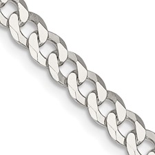 Sterling Silver 5mm Beveled Curb Link Chain 22 Inch