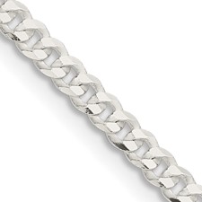 Sterling Silver 3.15 Mm Flat Curb Chain 18 Inch