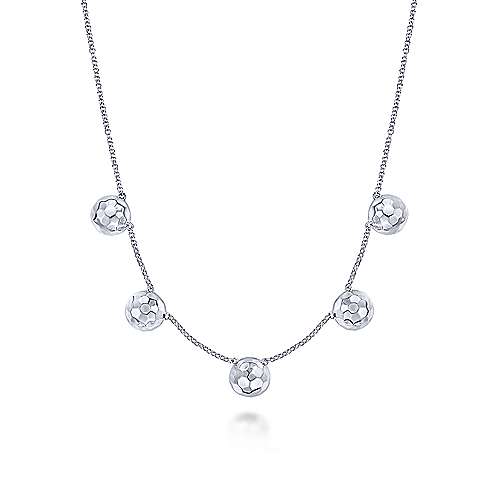 Gabriel&Co: Sterling Silver Hammered Sand Blast Necklace 16
