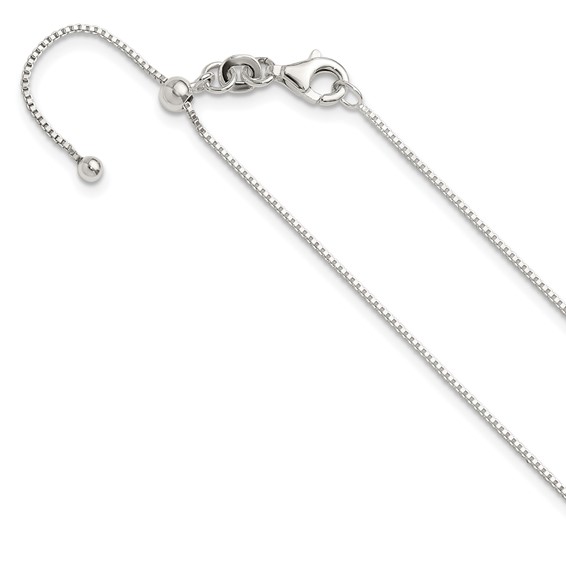 Sterling Silver Polished Adjustable Box Chain 24