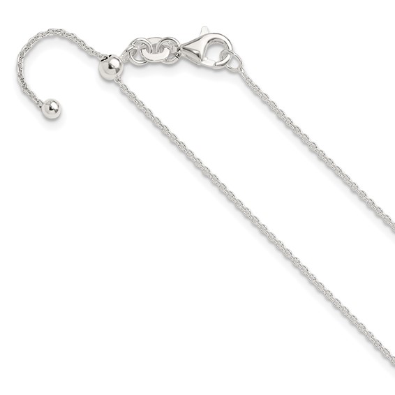 Sterling Silver Polished Adjustable Necklace 24
