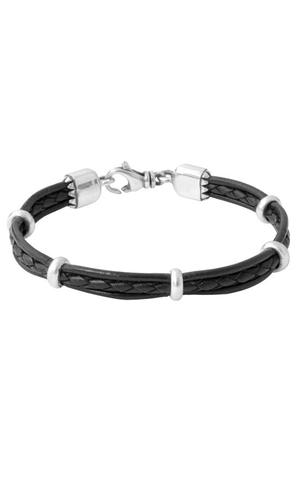 King Baby: Sterling Silver Bracelet Multi Strand Leather Bracelet With Rondelle Beads Length: 8.75